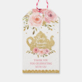 Blush Roze Bloemen Tea Party Baby shower Favor Cadeaulabel (Achterkant)
