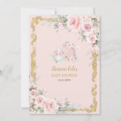  Blush Roze Bloemen Tea Party Baby shower Kaart (Achterkant)