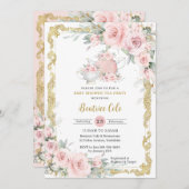  Blush Roze Bloemen Tea Party Baby shower Kaart (Voorkant / Achterkant)