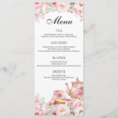 Blush Roze Bloemen Tea Party Menu (Voorkant)