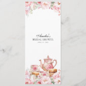 Blush Roze Bloemen Tea Party Menu (Achterkant)