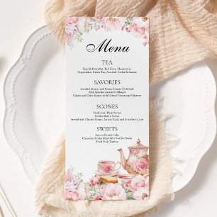 Blush Roze Bloemen Tea Party Menu