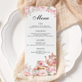 Blush Roze Bloemen Tea Party Menu