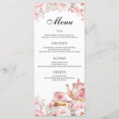 Blush Roze Bloemen Tea Party Menu (Voorkant)