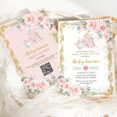 Blush Roze Bloemen Tea Party Vrijgezellenfeest Kaart
