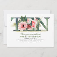 Blush Roze Bloemen TEN | 10e verjaardag