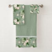 Blush roze bloemen tropische bladeren bad handdoek (Insitu)