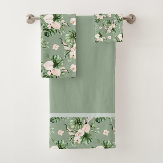 Blush roze bloemen tropische bladeren bad handdoek (Insitu)