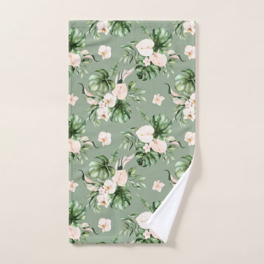 Blush roze bloemen tropische bladeren bad handdoek (Handdoek)