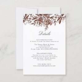 Blush roze bloemen trouwdetails bijsluiter kaart