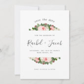 Blush Roze Bloemen Trouwen Save the Date (Voorkant)