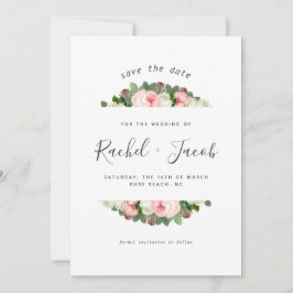  Blush Roze Bloemen Trouwen Save the Date