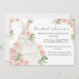 Blush Roze Bloemen Trouwjurk Vrijgezellenfeest Kaart