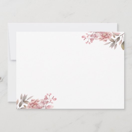 Blush Roze Bloemen Trouwjurk Vrijgezellenfeest Kaart (Achterkant)