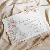 Blush Roze Bloemen Trouwjurk Vrijgezellenfeest Kaart