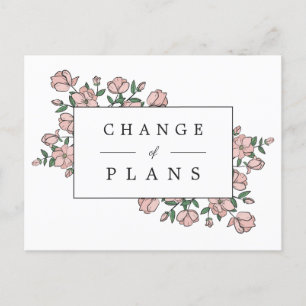 Blush roze bloemen uitgesteld bruiloft aankondigingskaart