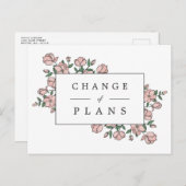 Blush roze bloemen uitgesteld bruiloft aankondigingskaart (Voorkant / Achterkant)