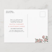 Blush roze bloemen uitgesteld bruiloft aankondigingskaart (Achterkant)