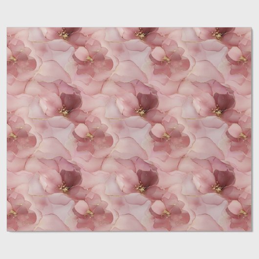 Blush roze bloemen verjaardag cadeaupapier (Vlak)