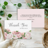 Blush Roze Bloemen Verjaardag Dank u Bedankkaart