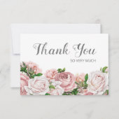 Blush Roze  Bloemen Verjaardag Dank u Bedankkaart (Voorkant)