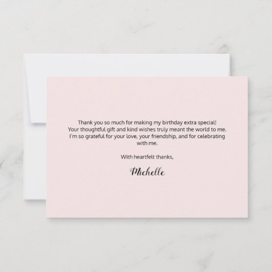 Blush Roze  Bloemen Verjaardag Dank u Bedankkaart (Achterkant)