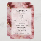 Blush roze bloemen verjaardag kaart (Voorkant / Achterkant)