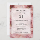 Blush roze bloemen verjaardag kaart (Voorkant)