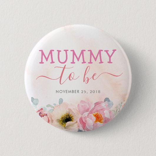 Blush roze bloemen vouwen om Baby shower te zijn Ronde Button 5,7 Cm (Voorkant)