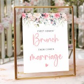 Blush Roze Bloemen Waterverf Bruids Brunch Teken Poster