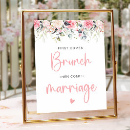 Blush Roze Bloemen Waterverf Bruids Brunch Teken Poster