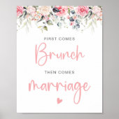 Blush Roze Bloemen Waterverf Bruids Brunch Teken Poster (Voorkant)