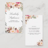 Blush Roze Bloemen Waterverf Elegant Visitekaartje (Voorkant / Achterkant)