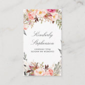 Blush Roze Bloemen Waterverf Elegant Visitekaartje (Voorkant)