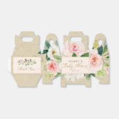 Blush Roze Bloemen Waterverf & Kraft Baby shower Bedankdoosjes (Uitgevouwen)