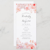 Blush Roze Bloemen Waterverf Trouwprogramma's Programmakaart (Voorkant / Achterkant)