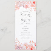 Blush Roze Bloemen Waterverf Trouwprogramma's Programmakaart (Voorkant)