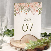 Blush Roze Bloemen Waterverf Trouwtafel Nummers