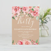 Blush roze Bloemen Waterverf Verjaardag Kaart (Staand voorkant)