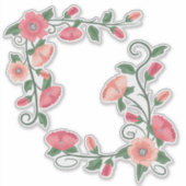 Blush roze bloemen wijnstokken sticker (Voorkant)