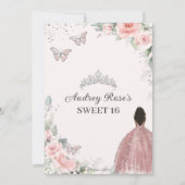 Blush Roze Bloemen Zilver Zoet Zestien Bruin Meisj Save The Date (Achterkant)