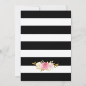 Blush Roze Bloemen Zwart Wit Goud Huwelijk Kaart (Achterkant)