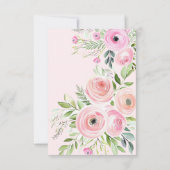 Blush roze bloemenbaby Meisje douche Bedankkaart (Achterkant)