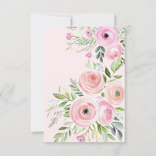 Blush roze bloemenbaby Meisje douche Bedankkaart (Achterkant)