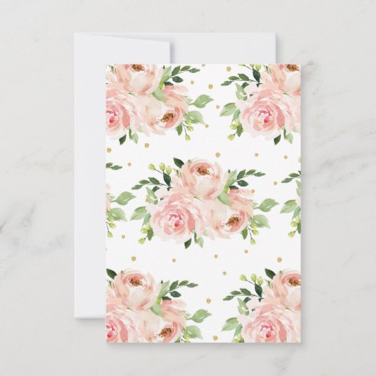 Blush roze bloemenbaby meisje douche bruids bruilo bedankkaart (Achterkant)