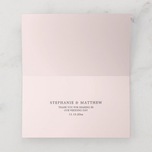 Blush roze bloemenbloesem Waterverf bruiloft Plaatskaartje (Binnenkant ongevouwen)