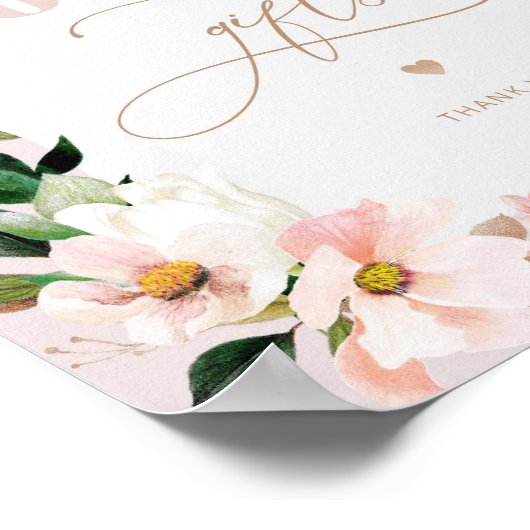 Blush roze bloemenboeken en geschenken baby shower poster (Hoek)