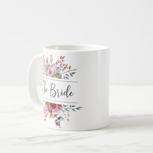 Blush roze bloemenboeket The Bride Coffee Mok (Voorkant links)