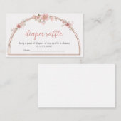 Blush Roze Bloemenboog Baby shower Luier Raffle Informatiekaartje (Voorkant / Achterkant)