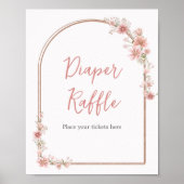 Blush Roze Bloemenboog Baby shower Luier Raffle Poster (Voorkant)
